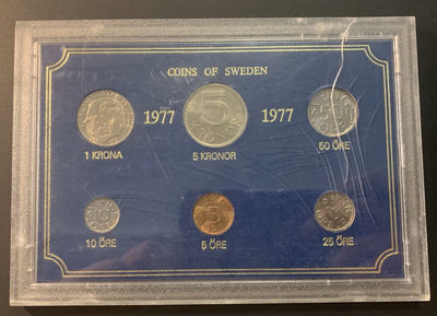 紫瑗钱币—微拍第26期  - 瑞典 1977年 流通币 6枚套 原盒
