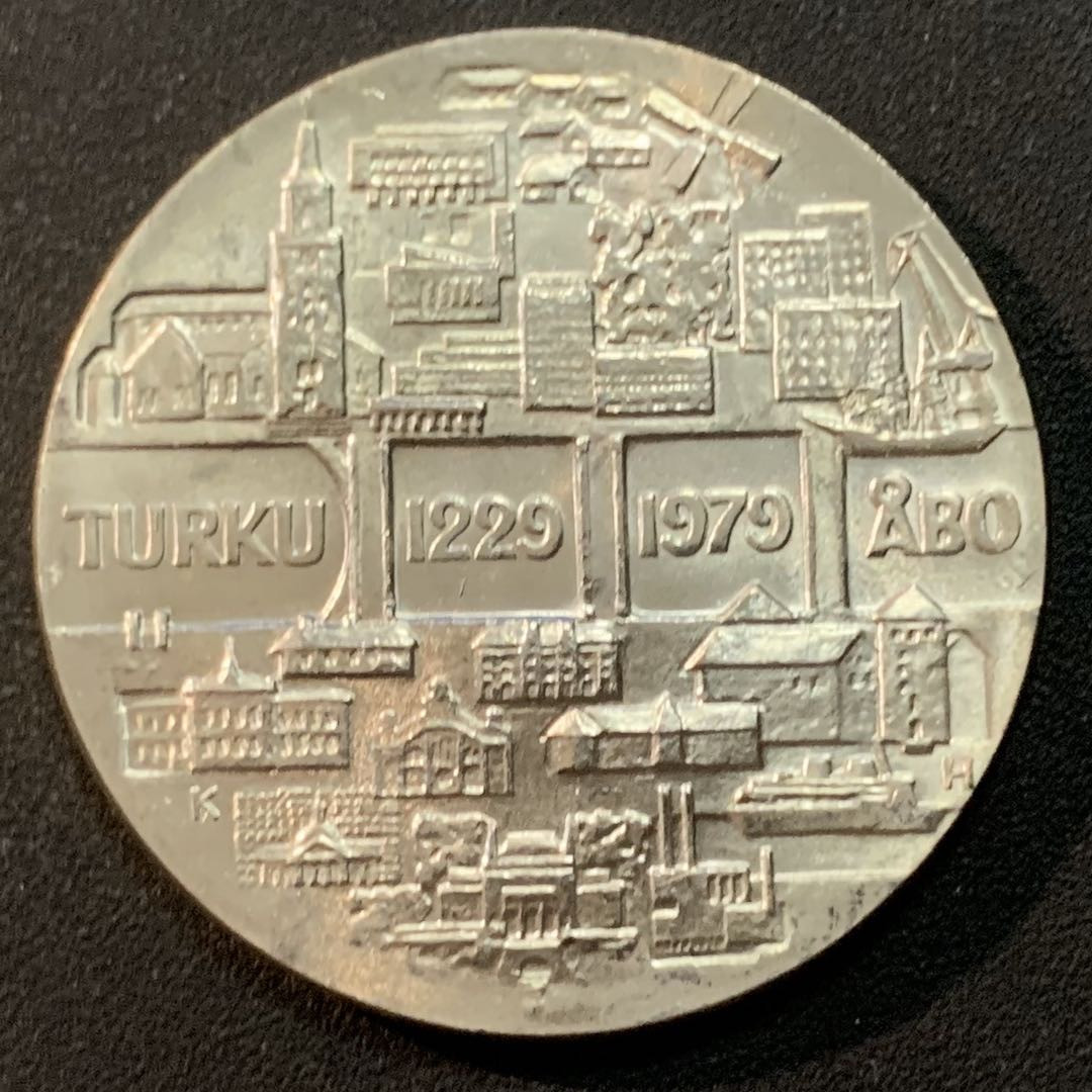 紫瑗钱币—微拍第26期  芬兰 1979年  图尔库建城750周年 25马克 26.6克 0.5银 获奖币