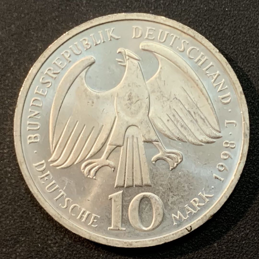 紫瑗钱币—微拍第26期  德国 1998年 J厂 威斯特法伦350周年 10马克 15.5克 0.925银