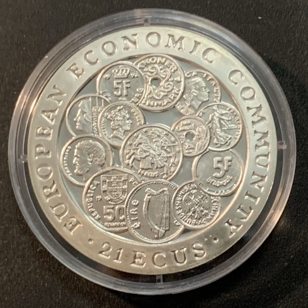 紫瑗钱币—微拍第26期  直布罗陀 1993年 欧元经济体 币中币 21埃局  19.2克 0.925银 精制