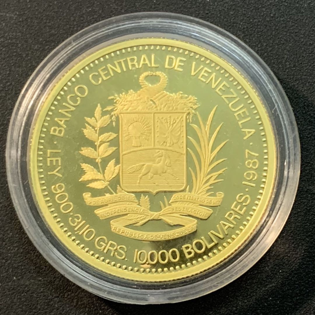 紫瑗钱币—微拍第26期  委内瑞拉 1978年 10000玻璃瓦尔 31.1克 0.9金 精制