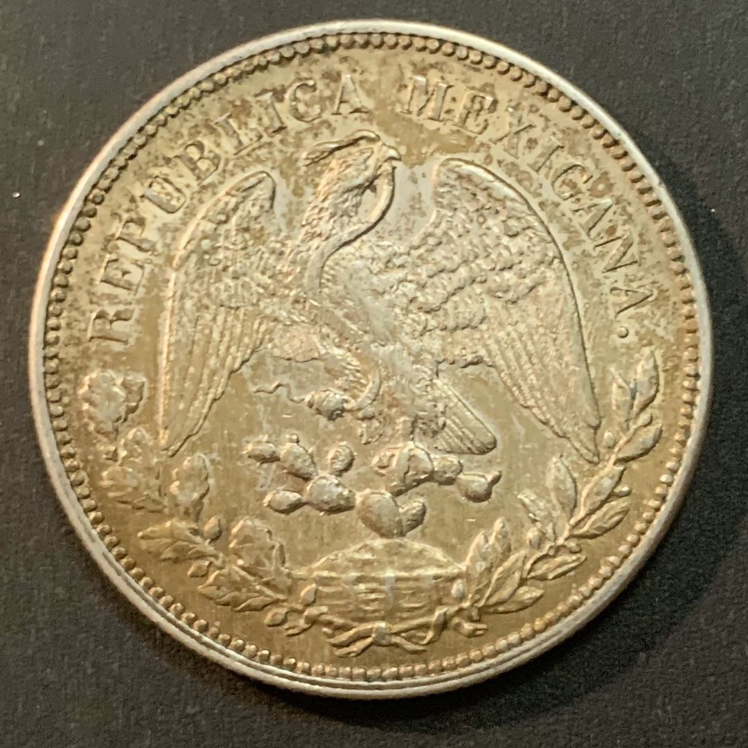 紫瑗钱币—微拍第26期  墨西哥 1908年 MO GV 1比索  直边鹰洋