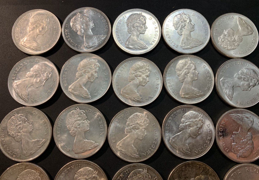 紫瑗钱币—微拍第26期  加拿大 1965—1966年 划船 低冠 1元 20枚一组 共466.6克 0.8银