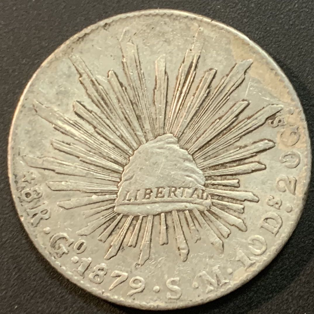 紫瑗钱币—微拍第26期  墨西哥 1879年 GO SM 8里亚尔 花边鹰洋