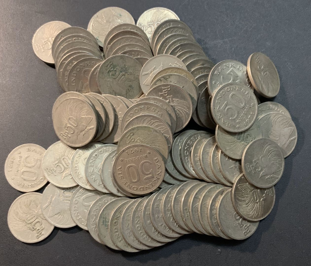 紫瑗钱币—微拍第96期  印度尼西亚 1971年 鸟版 50卢比 100枚一起 流通品