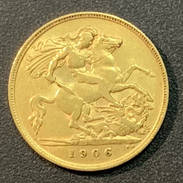 紫瑗钱币—微拍第26期  英国 1906年 爱德华七世 1/2磅 3.999克 0.917金 