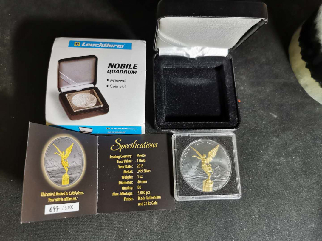 【鲸贝乐淘】千字文·第“率宾归王”号拍卖 墨西哥🇲🇽2015年一盎司自由女神精制镀金银币，无划痕，非普制投资银币