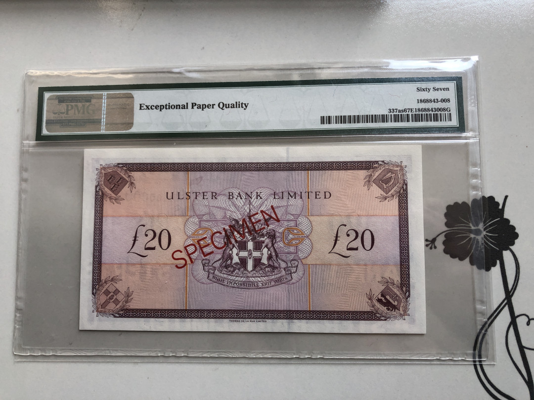 【收藏联盟】第120期拍卖——巴涅尔纪念碑 【样钞】北爱尔兰 1996年 20镑 PMG67EPQ 高分