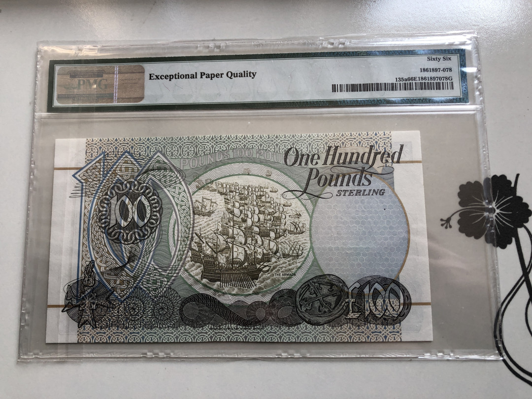 【收藏联盟】第120期拍卖——巴涅尔纪念碑 千位小号】北爱尔兰 1994年100镑 PMG66EPQ 高分p135a