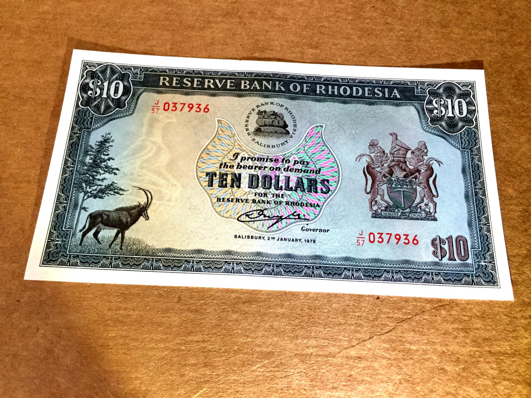 【收藏联盟】第120期拍卖——巴涅尔纪念碑 罗德西亚 1979年 10元 全新 UNC  p41a