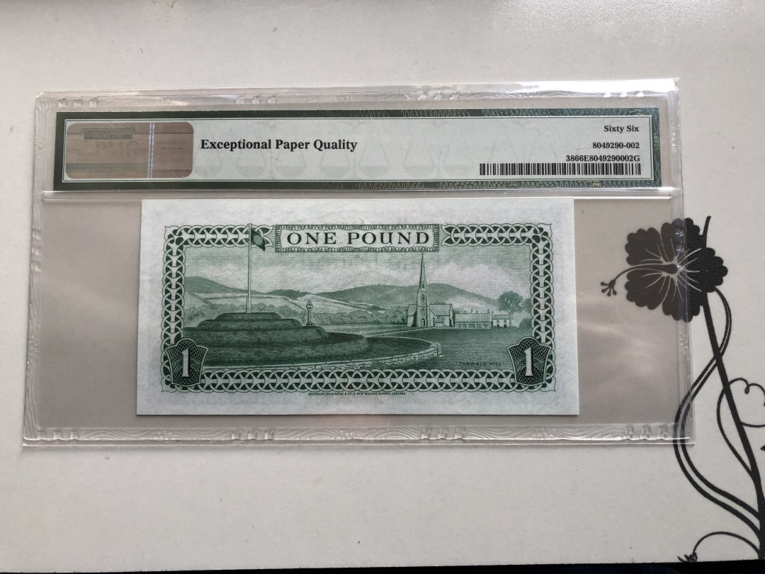 【收藏联盟】第120期拍卖——巴涅尔纪念碑 马恩岛 1983年 1元 PMG66EPQ  p38 BWC 女王纸币