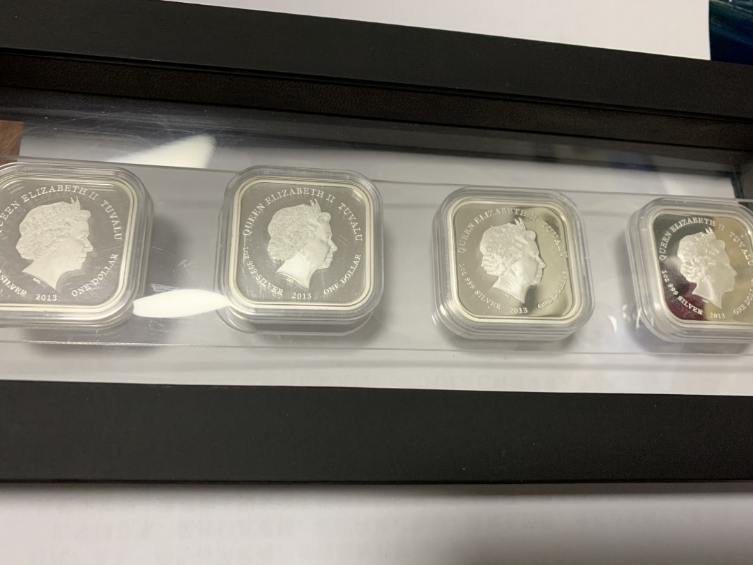 CSIS-GREAT评级精品钱币拍卖第二十五期 图瓦卢2013年世界著名广场天安门精制正方形彩色纪念银币4枚套