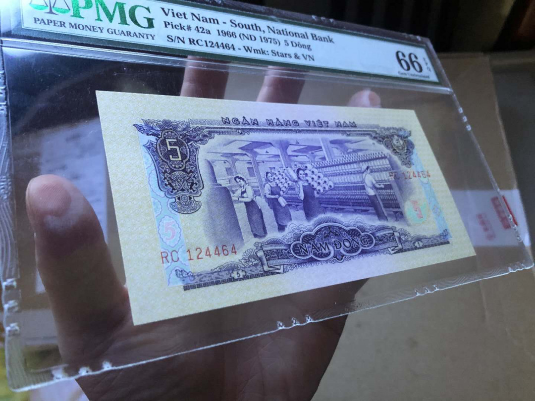 【鲸贝乐淘】千字文·第“率宾归王”号拍卖 【中国代印】PMG越南1966年5盾，66分绝品！