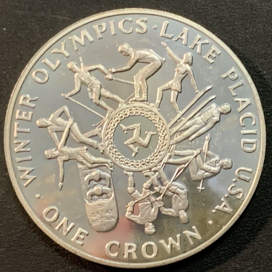 紫瑗钱币—微拍第27期  马恩岛 1980年 盐湖城冬奥会 1克朗 28.28克 0.925银