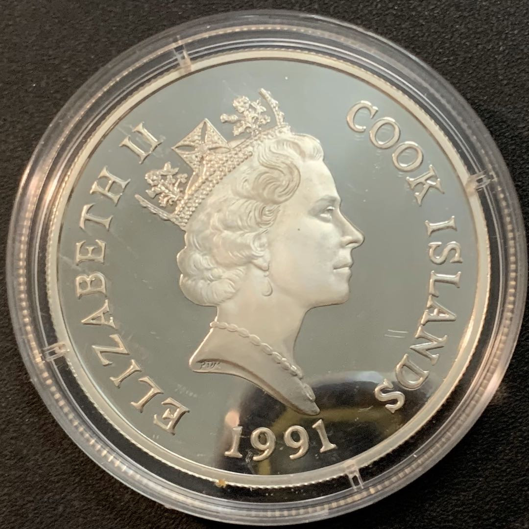 紫瑗钱币—微拍第27期  库克 1991年 世界濒危野生动物系列 旱獭 50元 19.2克 0.925银 精制