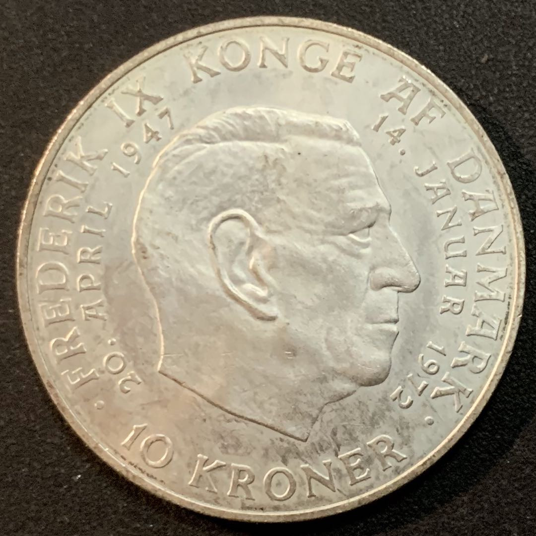 紫瑗钱币—微拍第27期  丹麦 1972年 玛格丽特女王登基 10克朗 20.4克 0.8银