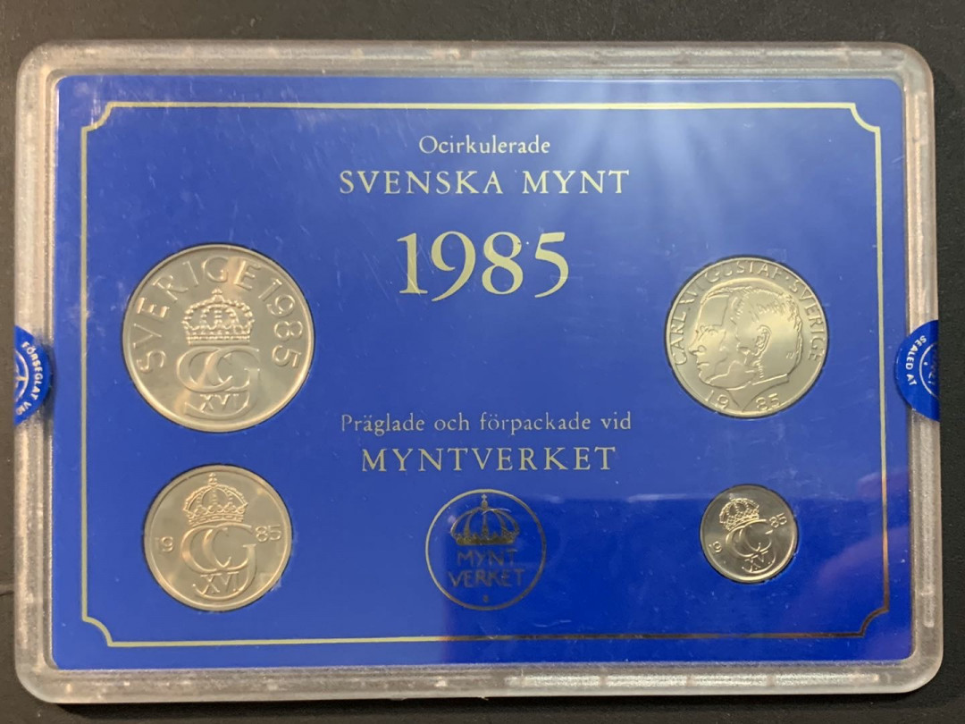 紫瑗钱币—微拍第27期  瑞典 1985年 10欧尔—5克朗 流通币 4枚套 原厂盒