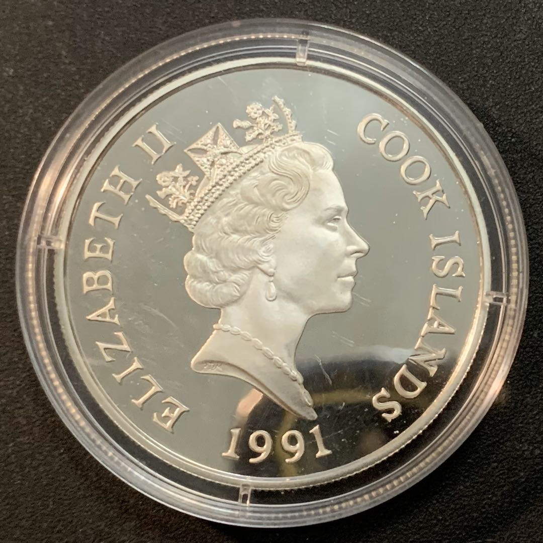 紫瑗钱币—微拍第27期  库克 1991年 世界濒危野生动物系列 猎隼 50元 19.2克 0.925银 精制