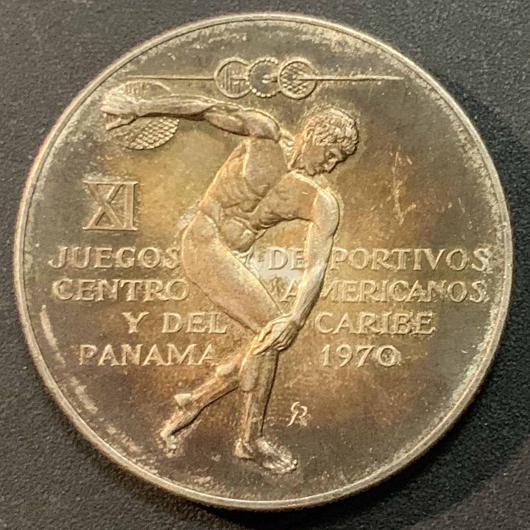 紫瑗钱币—微拍第27期  巴拿马 1970年 美洲与加勒比海运动会 5巴波亚  35.7克 0.925银