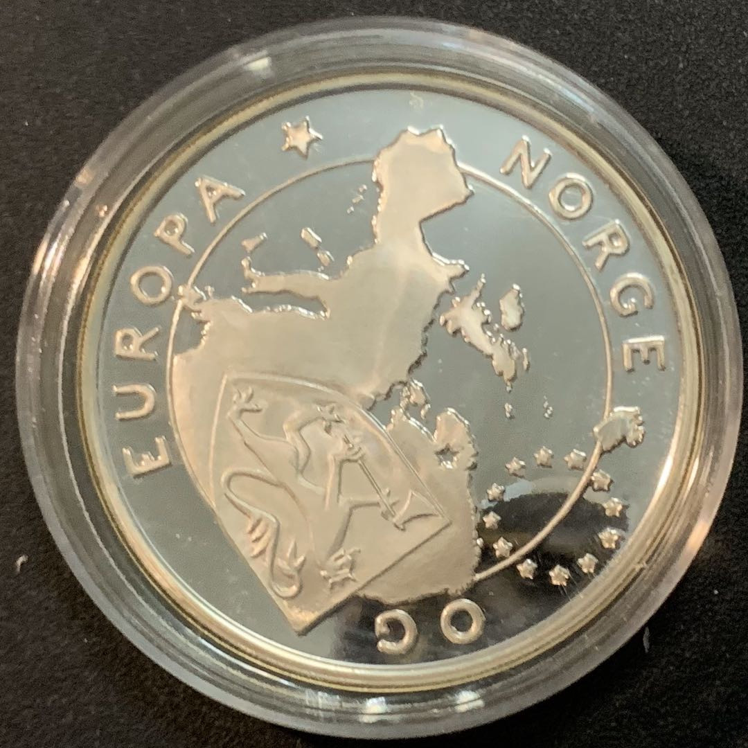 紫瑗钱币—微拍第27期  挪威 1994年 滑雪与曲棍球与动员 25埃局 22克 0.925银 精制