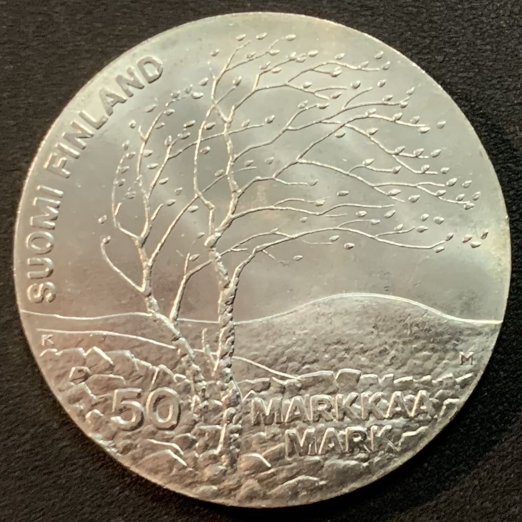 紫瑗钱币—微拍第27期  芬兰 1983年 世界田径锦标赛 50马克 22克 0.5银