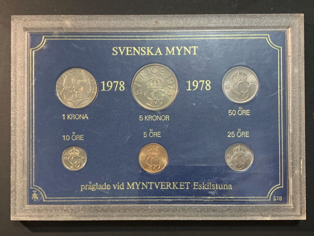 紫瑗钱币—微拍第27期  瑞典 1978年 5欧尔—5克朗 6枚套 原盒