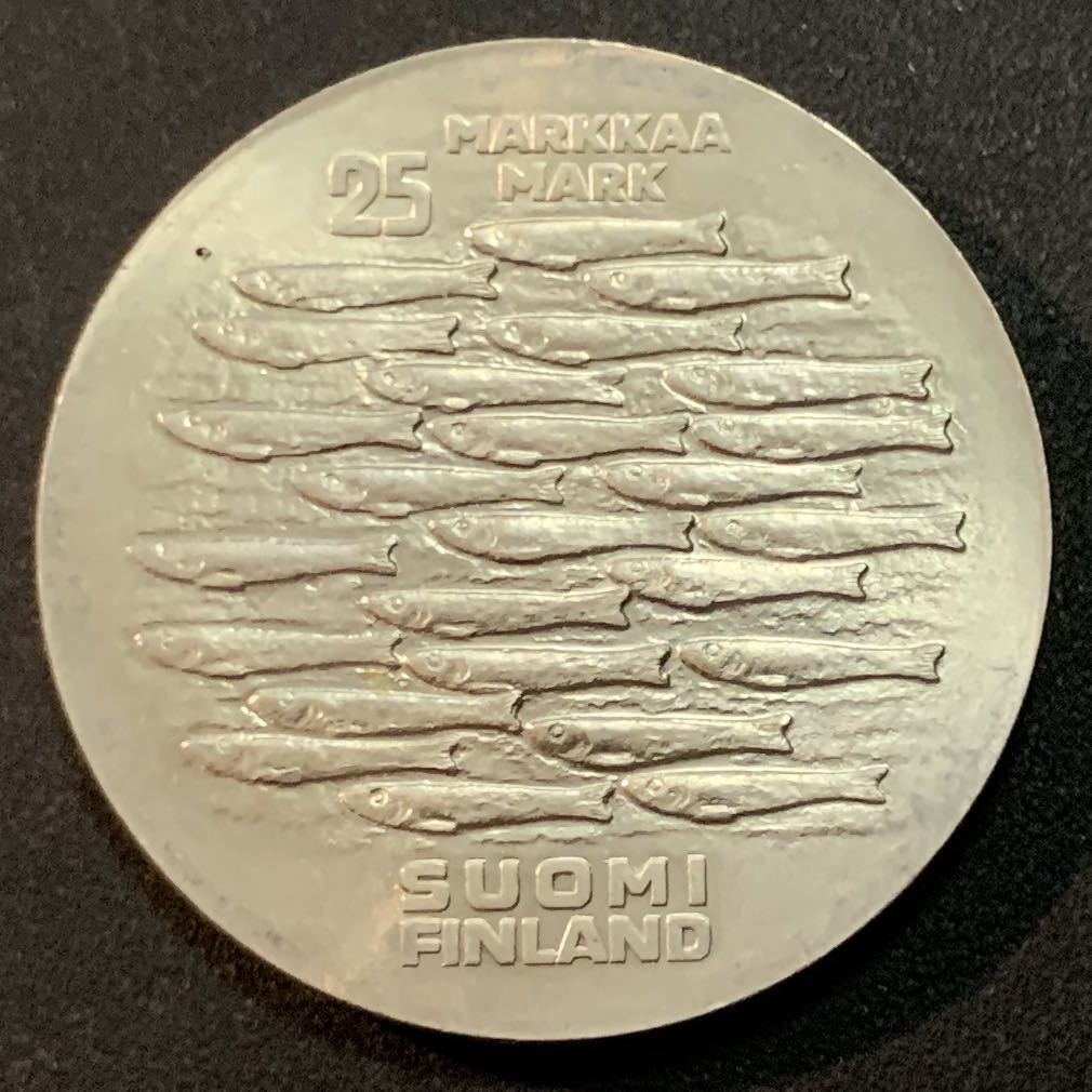 紫瑗钱币—微拍第27期  芬兰 1979年  图尔库建城750周年 25马克 26.6克 0.5银 获奖币