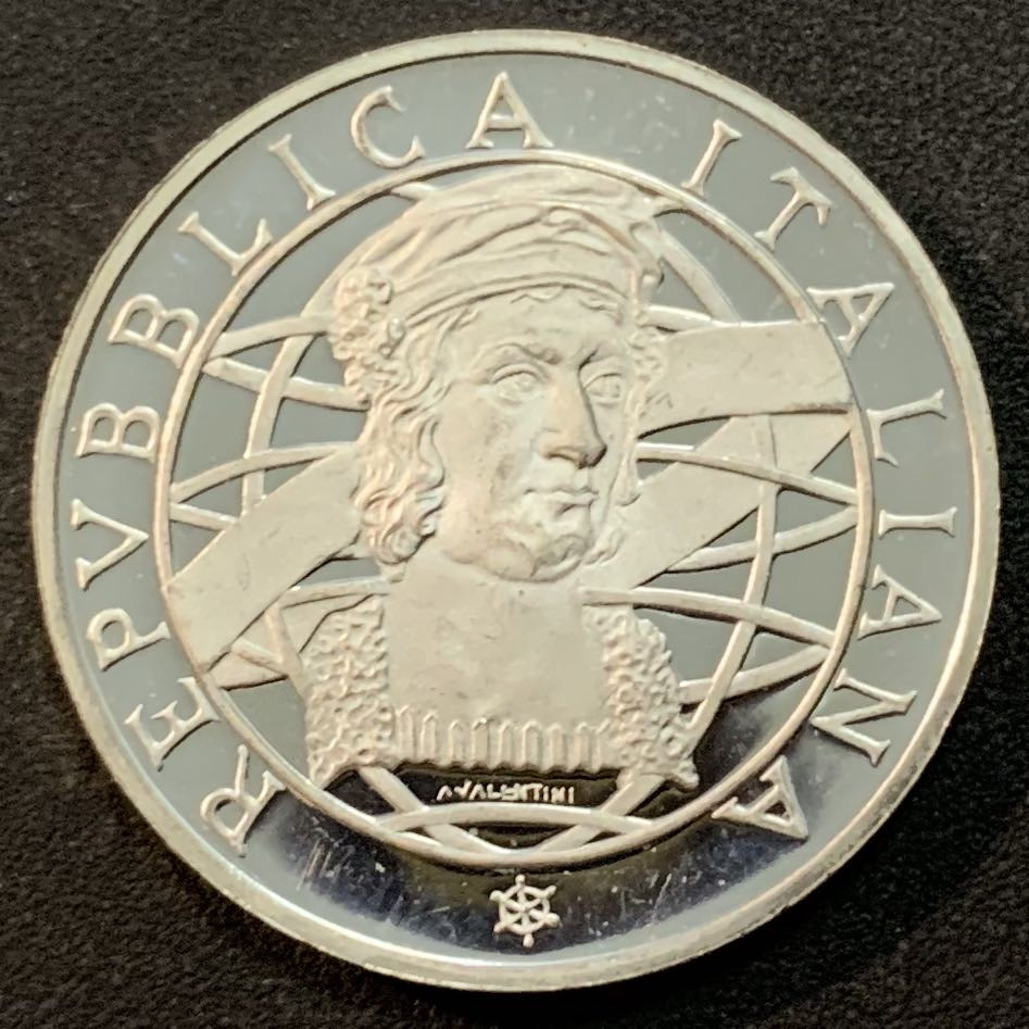 紫瑗钱币—微拍第27期  意大利 1989年 哥伦布发现美洲500周年 500里拉 精制 15克 0.835银