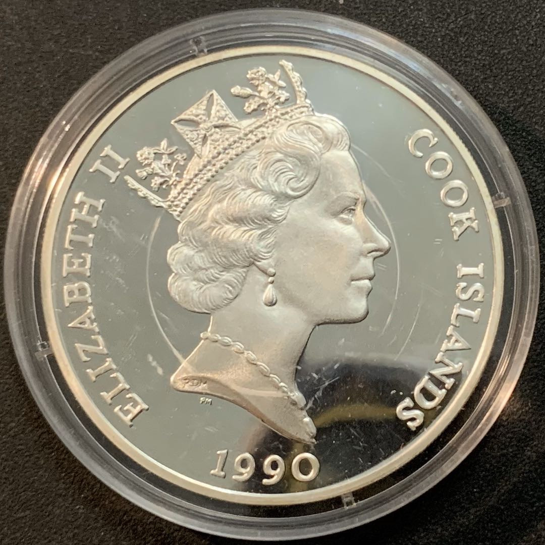 紫瑗钱币—微拍第27期  库克 1990年 世界濒危野生动物系列 亚洲象 10元 19.2克 0.925银 精制