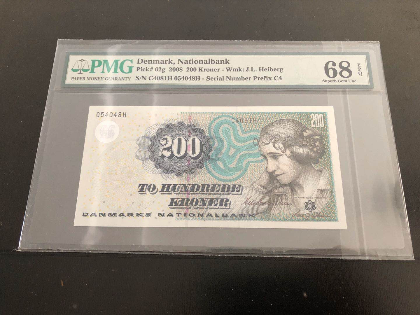 【收藏联盟】第121期拍卖——现代戏剧之父 丹麦 浮雕全息版 2008年 200克朗 PMG68EPQ 超高分  