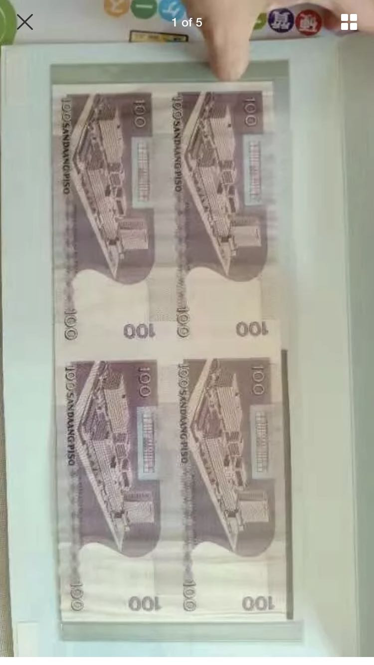 【鲸贝乐淘】千字文·第“鸣凤在竹”号拍卖  【菲律宾】100比索四连体，全新全品原册，有波浪〰️ 