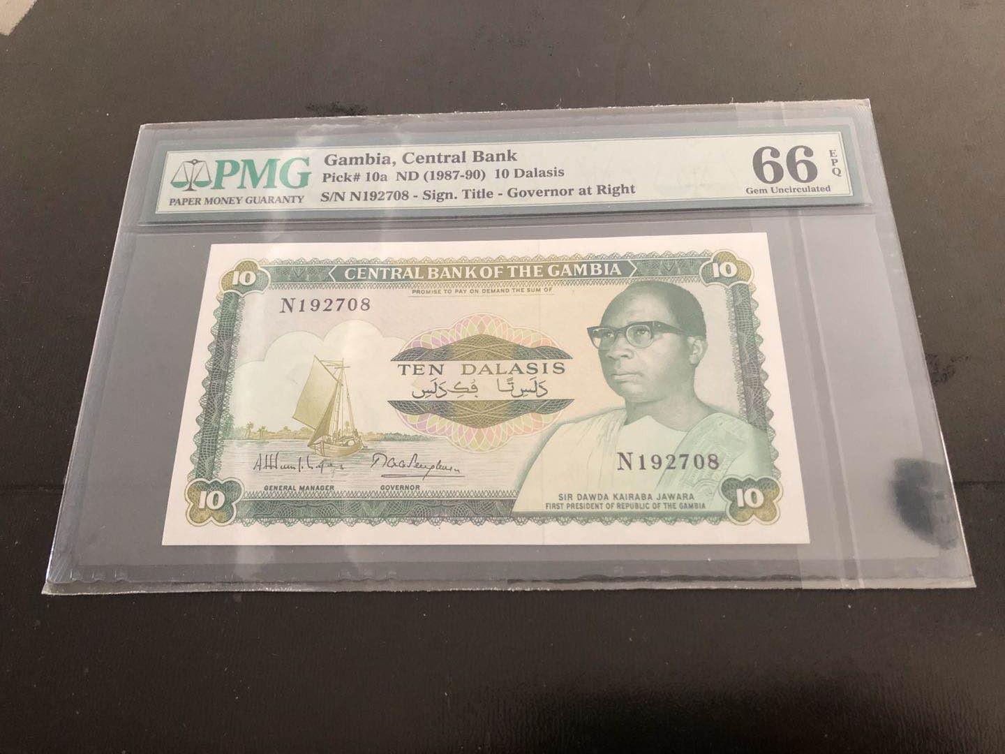 【收藏联盟】第121期拍卖——现代戏剧之父 冈比亚 1987-90年 10达拉西 PMG66EPQ