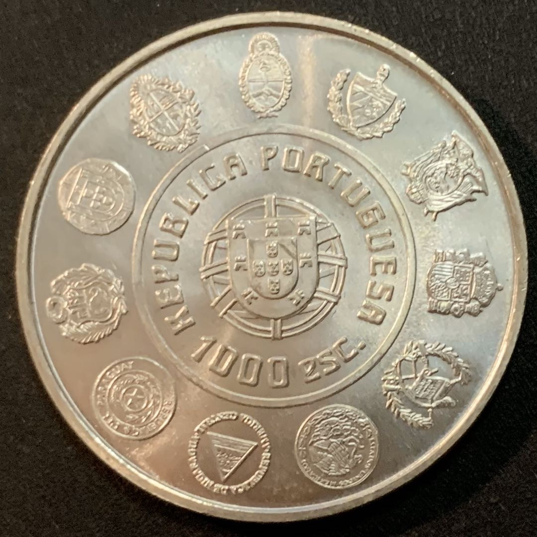 紫瑗钱币—微拍第27期  葡萄牙 2000年 葡属伊利比亚半岛殖民地 1000埃斯库多 27克 0.5银