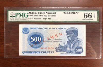【鲸贝乐淘】千字文·第“鸣凤在竹”号拍卖  - 社会主义：安哥拉人民共和国1976年开国第一版500元票样，pmg66