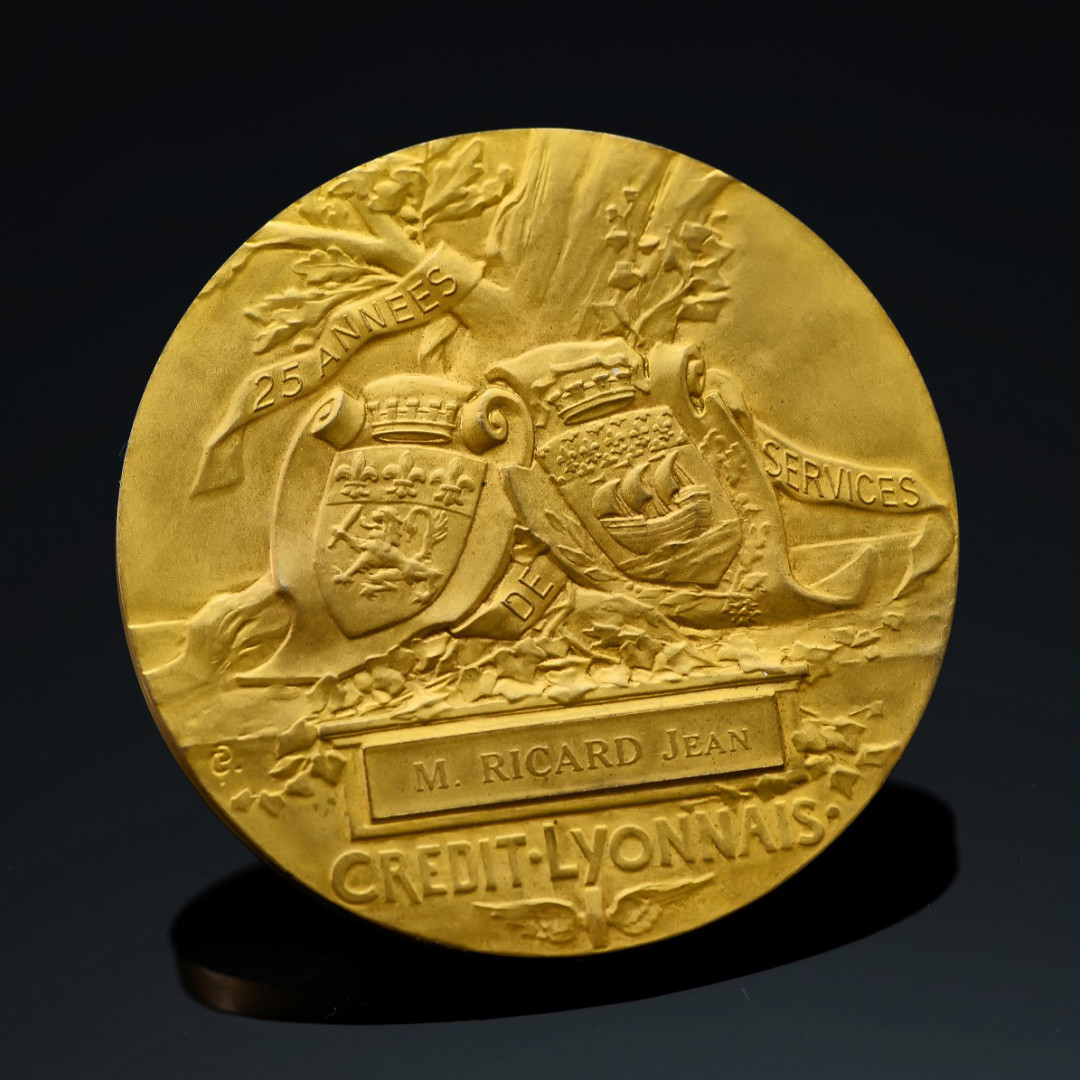 第十三场新艺术麦朵尔 法国里昂信贷银行纪念大铜章