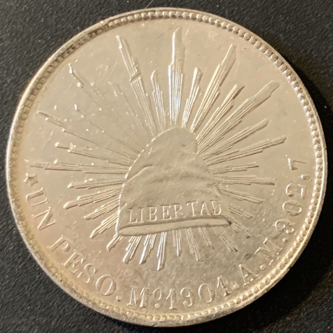 紫瑗钱币—微拍第28期  墨西哥 1904年 MO AM 1比索 直边鹰洋