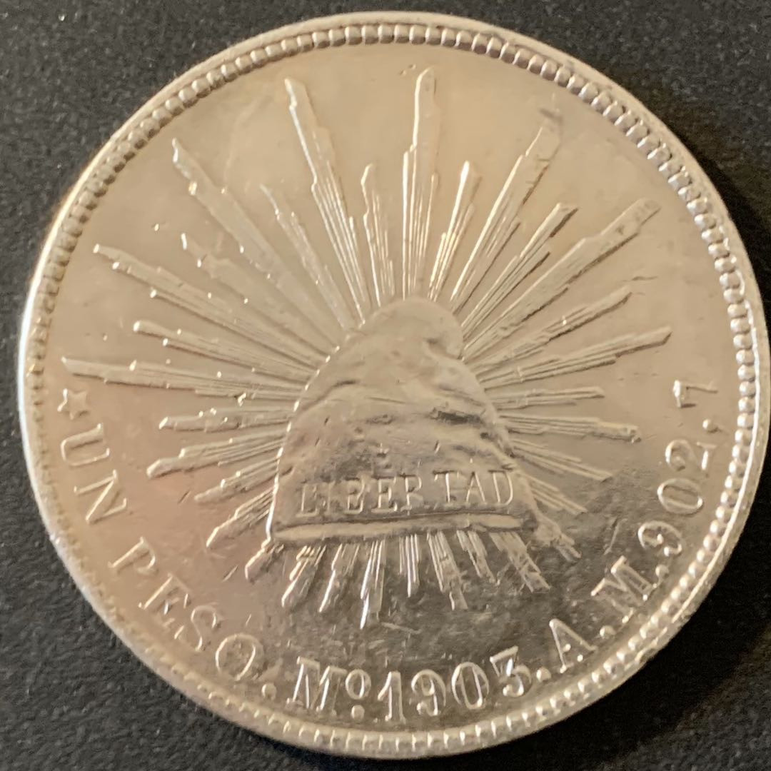 紫瑗钱币—微拍第28期  墨西哥 1903年 MO AM 1比索 直边鹰洋