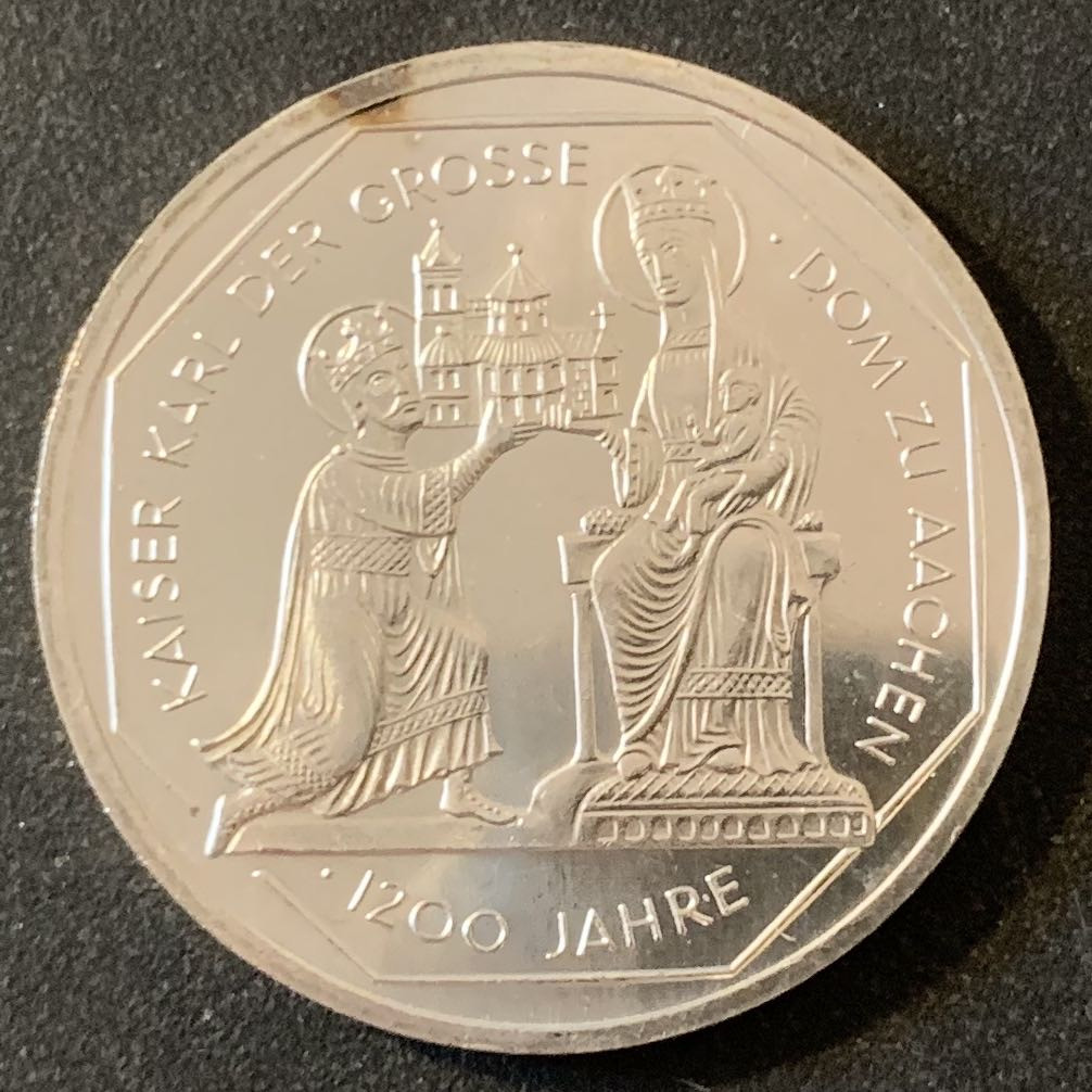 紫瑗钱币—微拍第28期  德国 2000年   亚琛大教堂1200周年 10马克 15.5克 0.925银