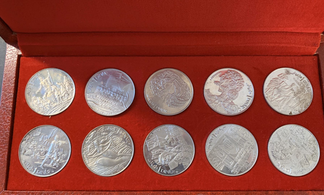 紫瑗钱币—微拍第28期  突尼斯 1969年 迦太基文明 全套10枚 大银币 共200克 0.925银 原盒证书 