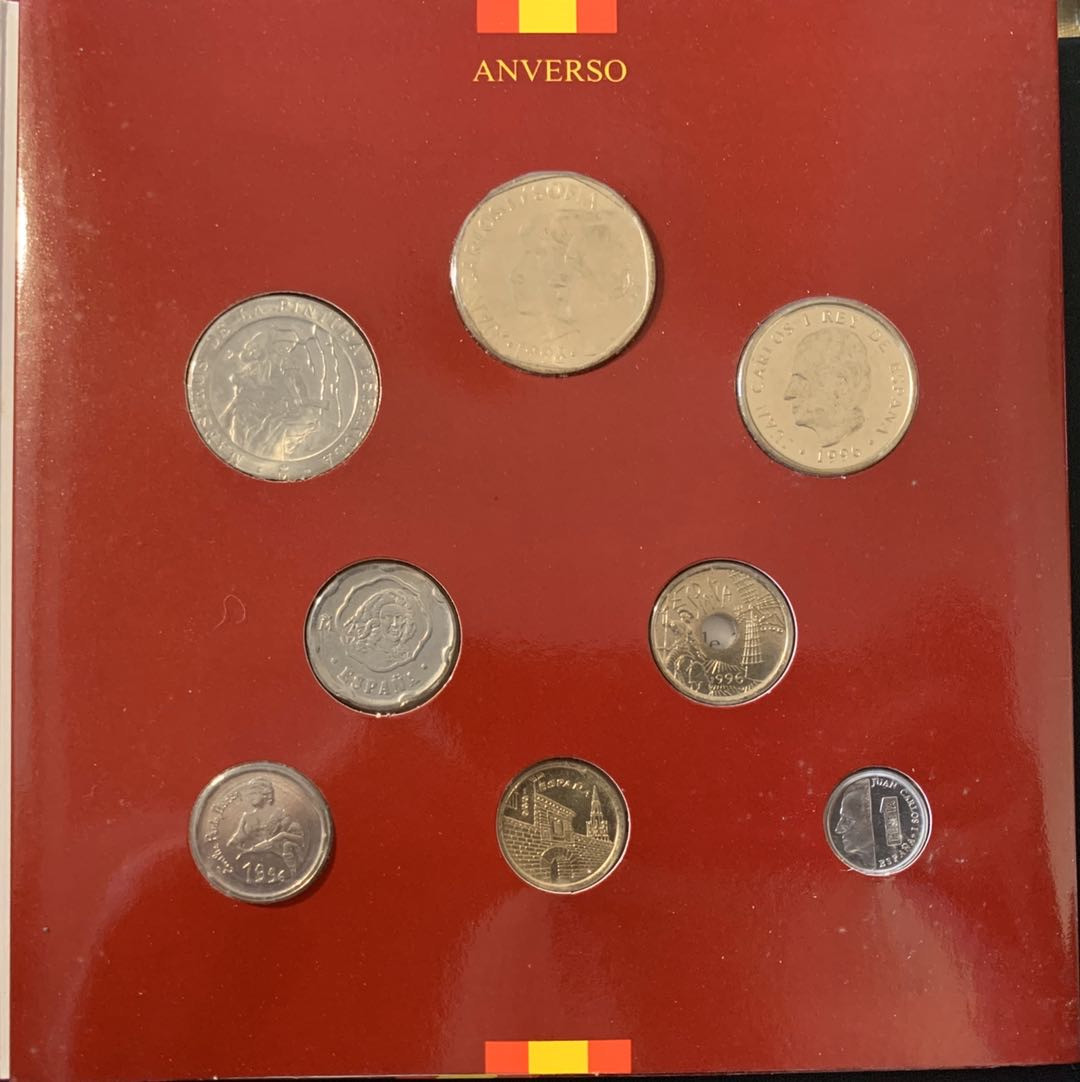 紫瑗钱币—微拍第28期  西班牙 1996年 1—500比塞塔 带纪念币 原厂卡装