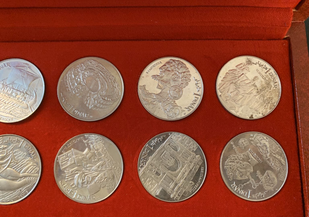 紫瑗钱币—微拍第28期  突尼斯 1969年 迦太基文明 全套10枚 大银币 共200克 0.925银 原盒证书 