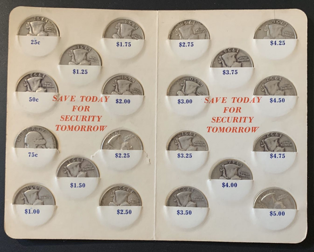 紫瑗钱币—微拍第28期  美国 1932—1964年 华盛顿 25美分 卡装 20枚一组 共125克 0.9银