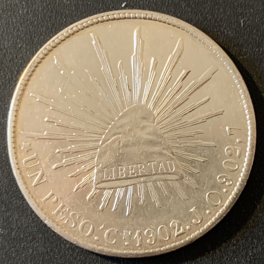 紫瑗钱币—微拍第28期  墨西哥 1902年 CN JQ 1比索 直边鹰洋