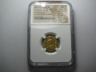 2020“爱你爱你”第六期～世界钱币 - 东罗马帝国拜占庭，君士坦斯二世，索利多金币