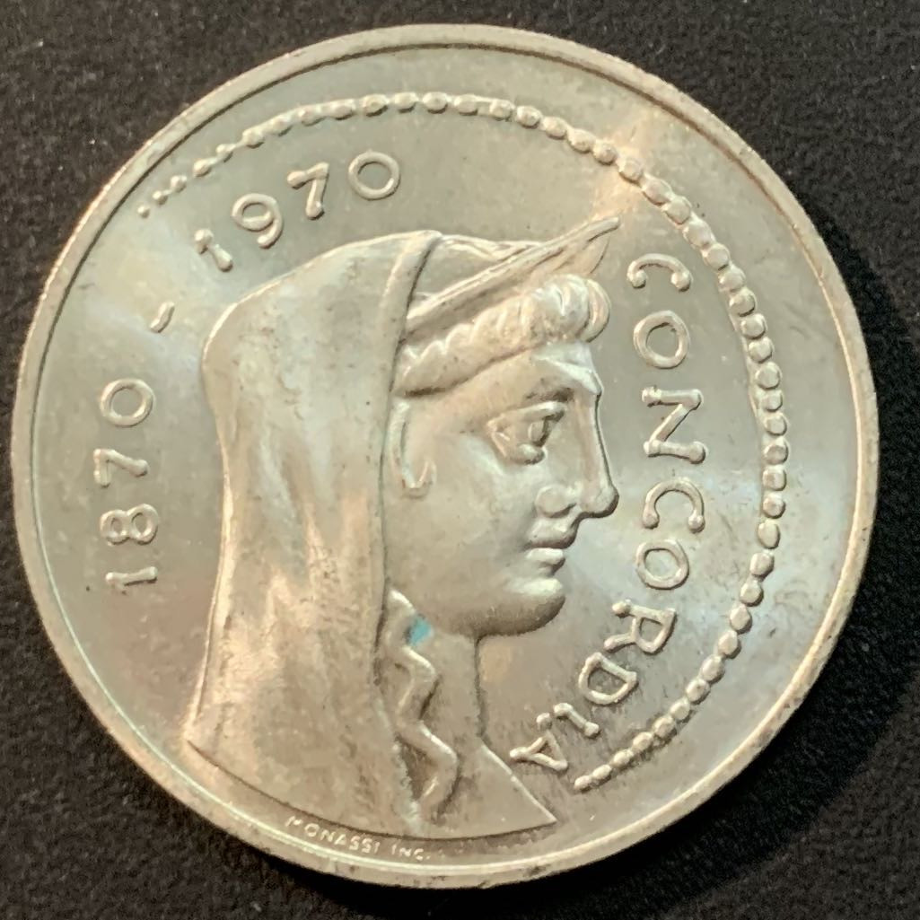 紫瑗钱币—微拍第29期  意大利 1970年 罗马建都百年 1000里拉 14.6克 0.835银