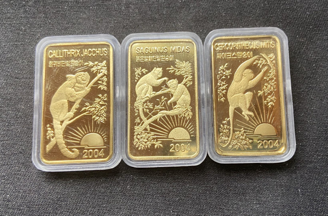 【币观天下】第九十八期钱币拍卖 【朝鲜】2004年猴铜币3枚