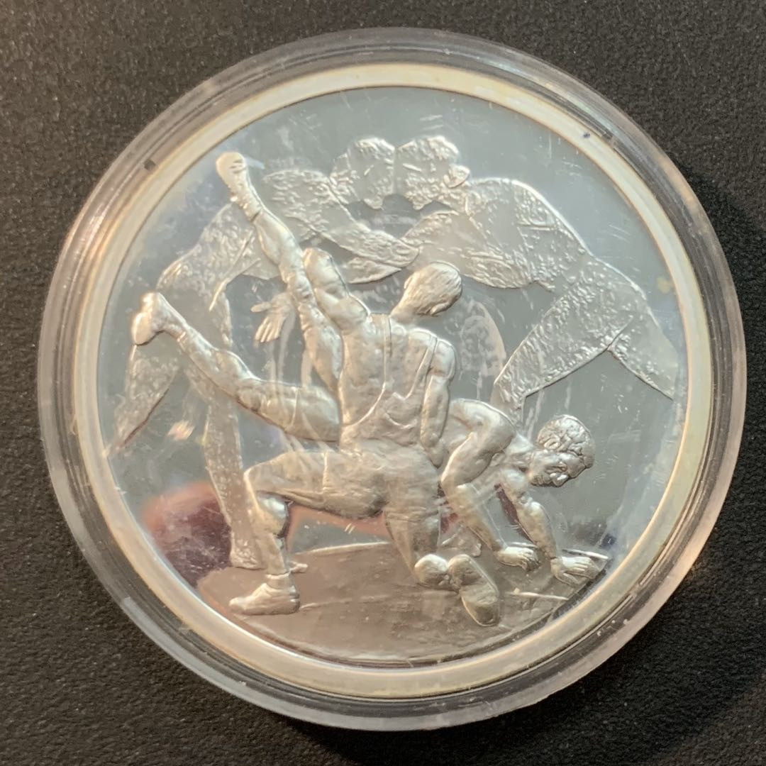 紫瑗钱币—微拍第29期  希腊 2004年 雅典奥运会 古典摔跤 10欧元 33.6克 0.925银 精制