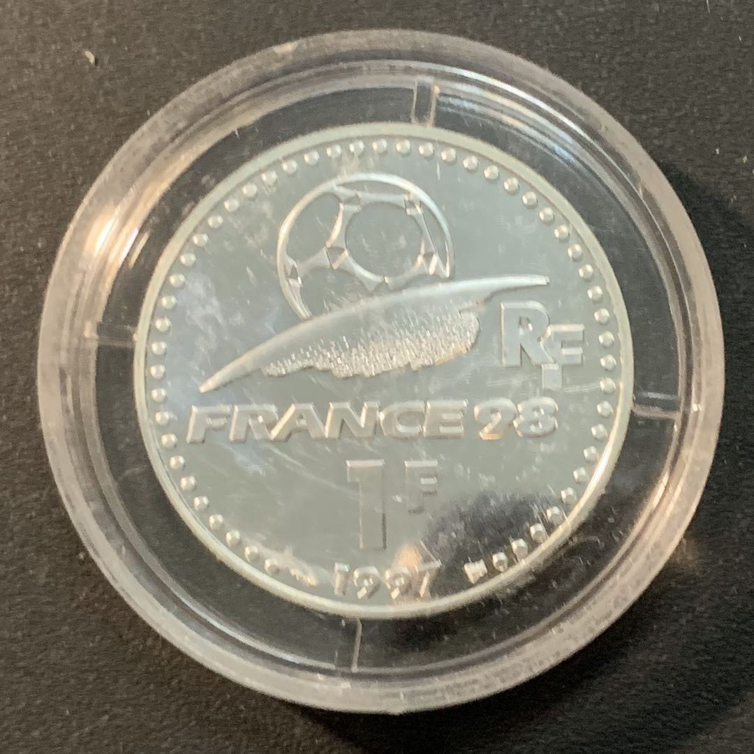 紫瑗钱币—微拍第29期  法国 1998年 法国世界杯 1法郎 12克 0.9银 原盒