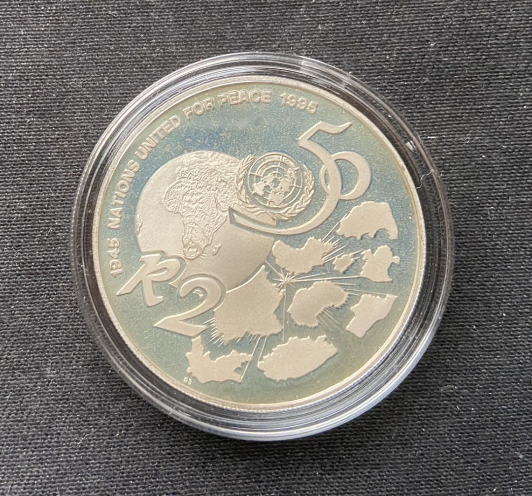 【币观天下】第九十八期钱币拍卖 南非1995年2兰特联合国50周年克朗纪念银币