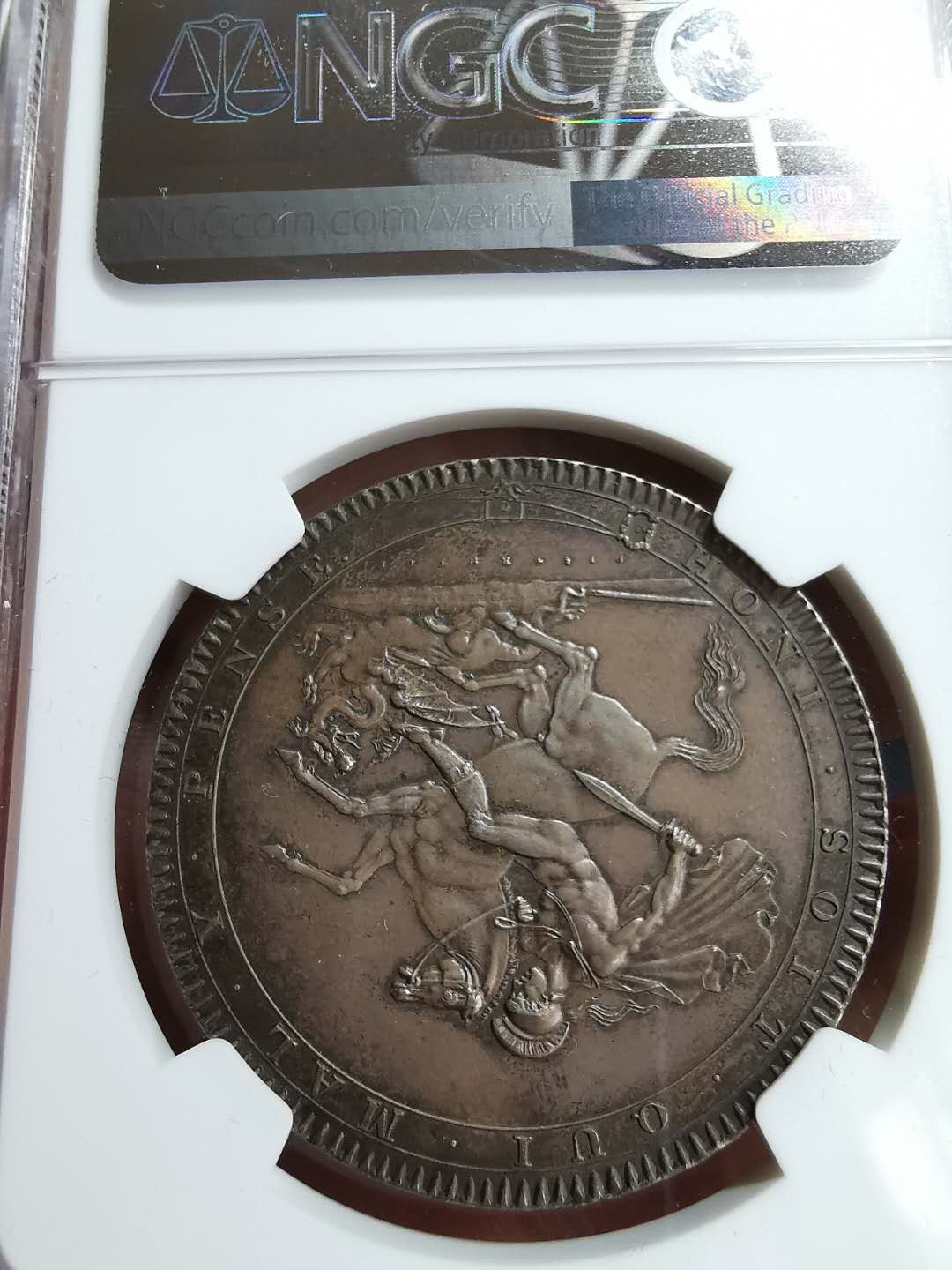 凡希社世界钱币微拍第一百十一期 荐！1818英国乔三马剑大银NGC-MS62淡彩严重低评！